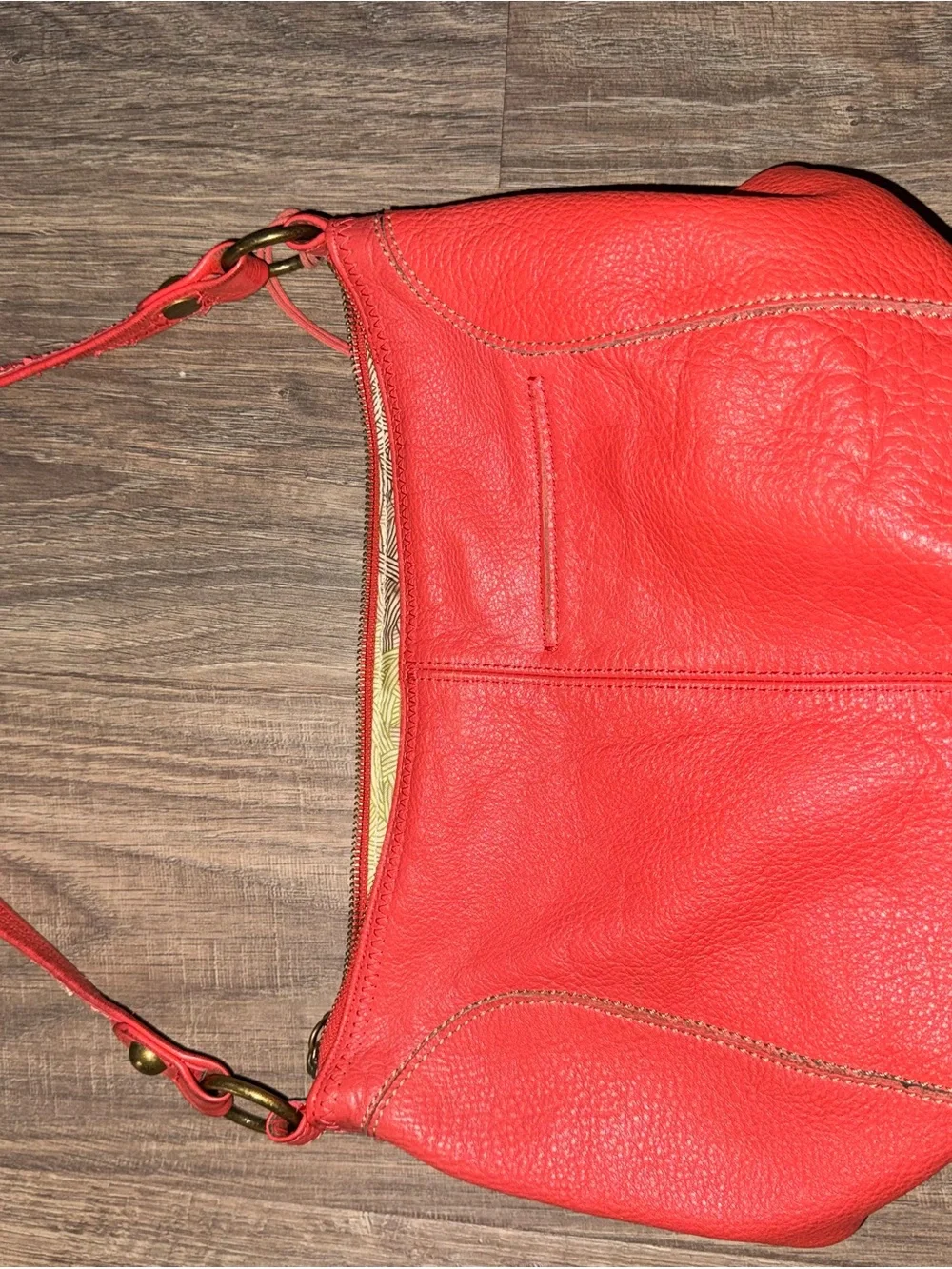The Sak Coral Red Leather Shoulder Bag